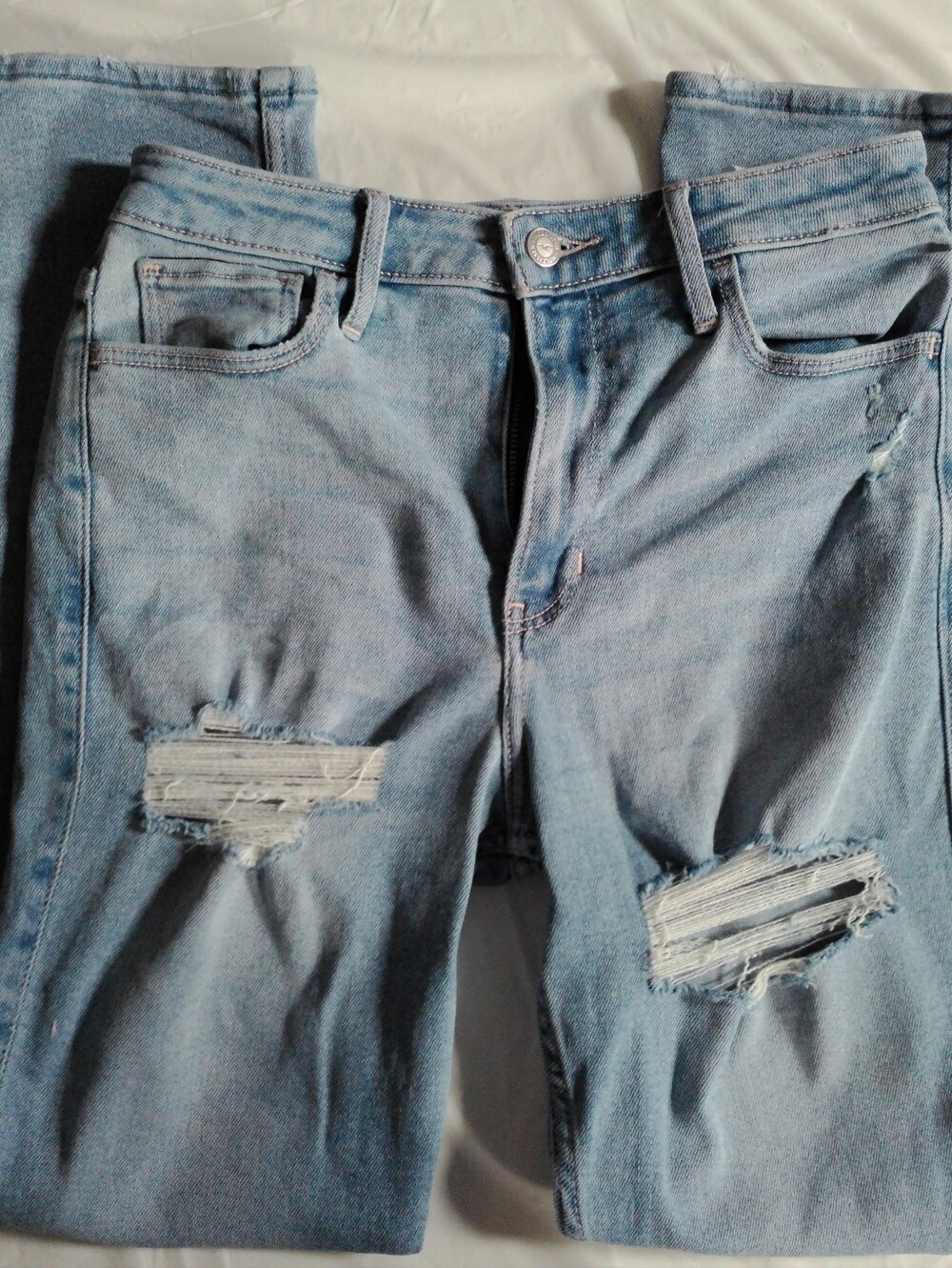 Hollister Light Blue Slim Straight Ripped Jeans